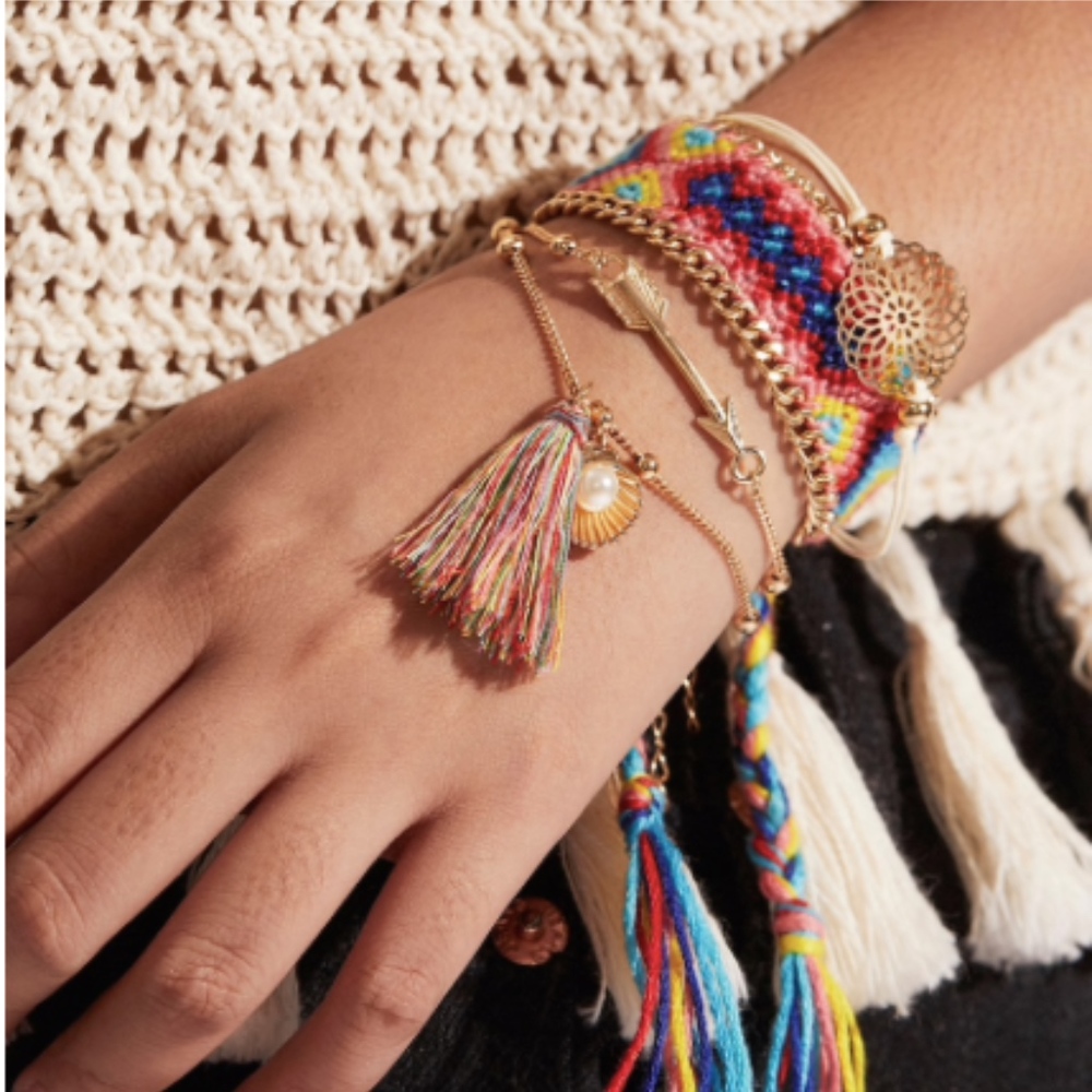 ❗3/$20 NEW Tassel Charm Woven Bracelet Set